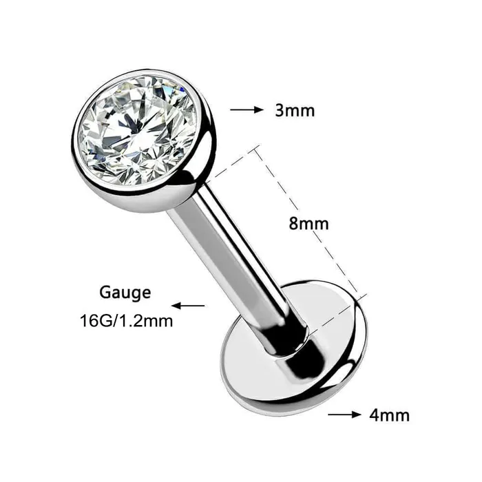 Earrings OUFER BODY JEWELRY 16G Titanium Internally Threaded Round CZ Labret Nose Stud Earrings OUFER BODY JEWELRY 16G Titanium Internally Threaded Round CZ Labret Nose Stud