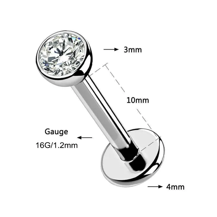 Earrings OUFER BODY JEWELRY 16G Titanium Internally Threaded Round CZ Labret Nose Stud Earrings OUFER BODY JEWELRY 16G Titanium Internally Threaded Round CZ Labret Nose Stud