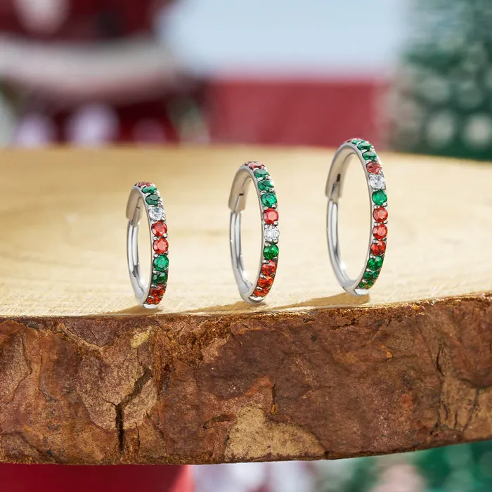 Earrings OUFER BODY JEWELRY 20G Christmas Color Combo Nose Hoop Earrings OUFER BODY JEWELRY 20G Christmas Color Combo Nose Hoop