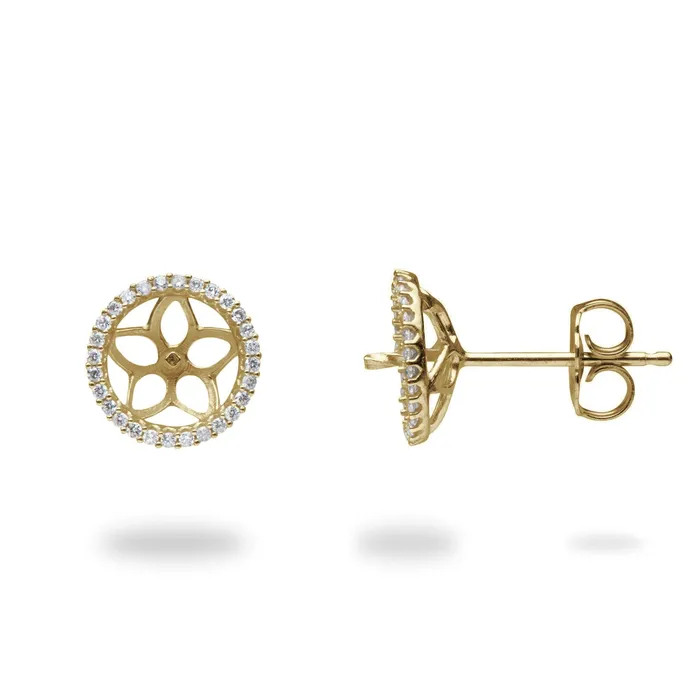 Earrings PickAPearl Pick A Pearl Halo Earrings in Gold with Diamonds