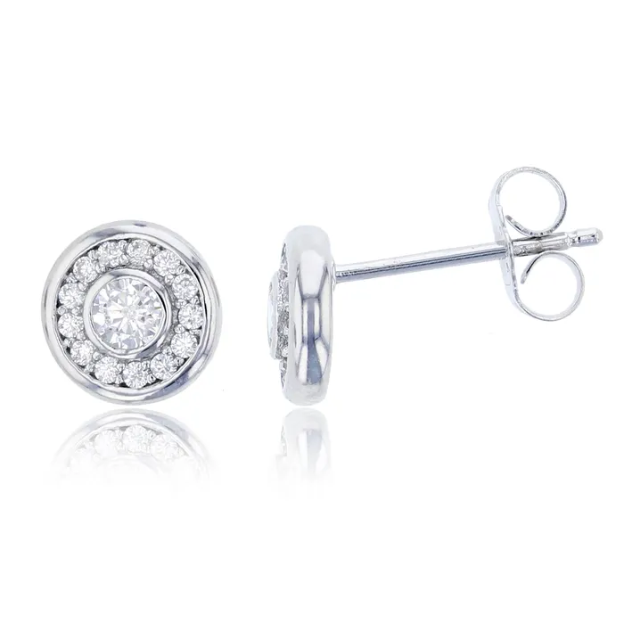 Earrings Sterling Silver Rhodium 3mm Round Cut Micropave Cubic Zirconia Circle Stud Earring Silver Earrings Sterling Silver Rhodium 3mm Round Cut Micropave Cubic Zirconia Circle Stud Earring Silver