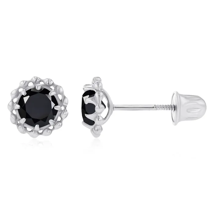 Earrings Sterling Silver Rhodium 4mm Round Amethyst Textured Halo Screwback Earrings Silver Earrings Sterling Silver Rhodium 4mm Round Amethyst Textured Halo Screwback Earrings Silver