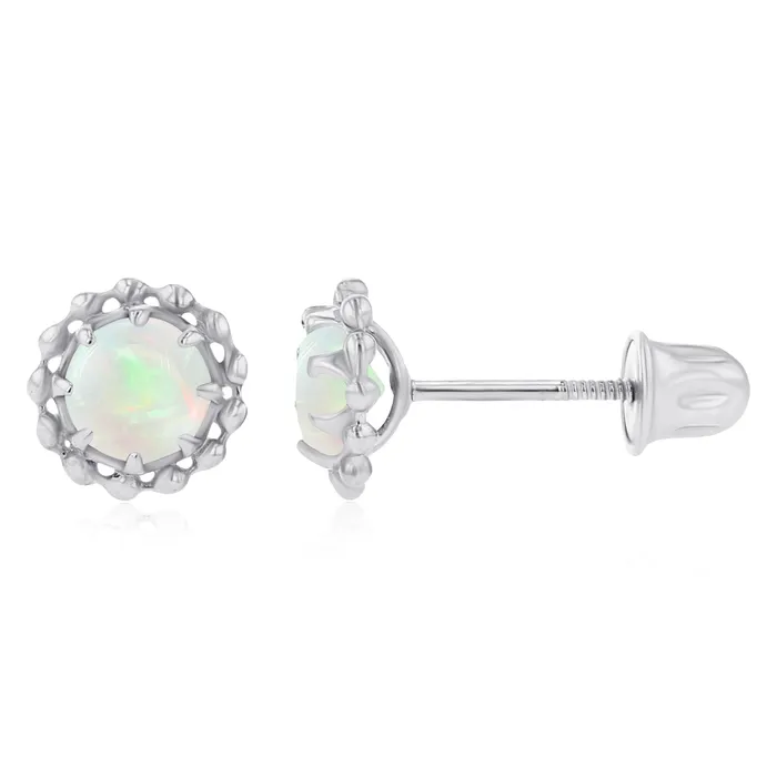 Earrings Sterling Silver Rhodium 4mm Round Amethyst Textured Halo Screwback Earrings Silver Earrings Sterling Silver Rhodium 4mm Round Amethyst Textured Halo Screwback Earrings Silver