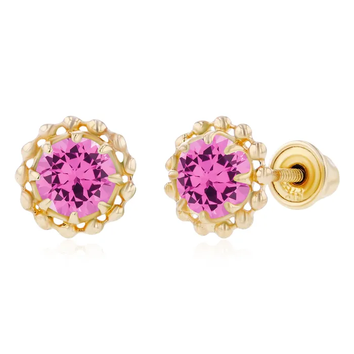 Earrings Sterling Silver Rhodium 4mm Round Amethyst Textured Halo Screwback Earrings Silver Earrings Sterling Silver Rhodium 4mm Round Amethyst Textured Halo Screwback Earrings Silver