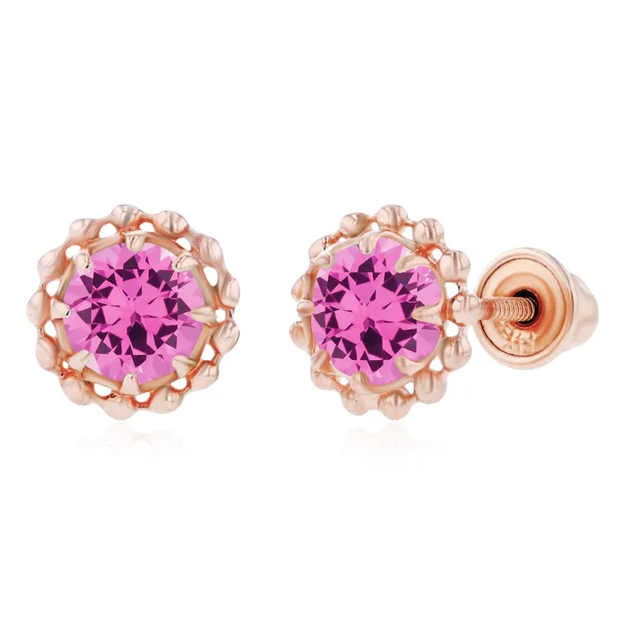 Earrings Sterling Silver Rhodium 4mm Round Amethyst Textured Halo Screwback Earrings Silver Earrings Sterling Silver Rhodium 4mm Round Amethyst Textured Halo Screwback Earrings Silver