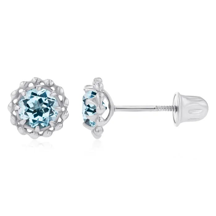 Earrings Sterling Silver Rhodium 4mm Round Amethyst Textured Halo Screwback Earrings Silver Earrings Sterling Silver Rhodium 4mm Round Amethyst Textured Halo Screwback Earrings Silver
