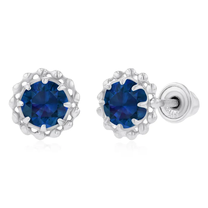 Earrings Sterling Silver Rhodium 4mm Round Amethyst Textured Halo Screwback Earrings Silver Earrings Sterling Silver Rhodium 4mm Round Amethyst Textured Halo Screwback Earrings Silver