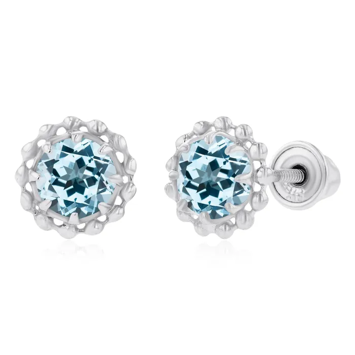 Earrings Sterling Silver Rhodium 4mm Round Amethyst Textured Halo Screwback Earrings Silver Earrings Sterling Silver Rhodium 4mm Round Amethyst Textured Halo Screwback Earrings Silver