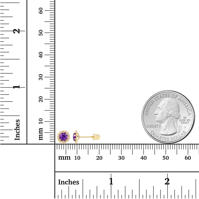 Earrings Sterling Silver Rhodium 4mm Round Amethyst Textured Halo Screwback Earrings Silver Earrings Sterling Silver Rhodium 4mm Round Amethyst Textured Halo Screwback Earrings Silver