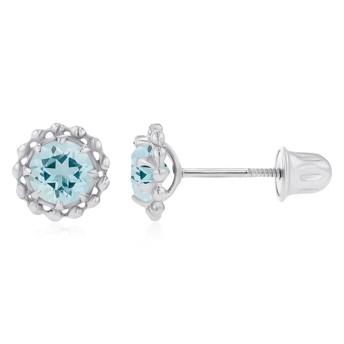 Earrings Sterling Silver Rhodium 4mm Round Amethyst Textured Halo Screwback Earrings Silver Earrings Sterling Silver Rhodium 4mm Round Amethyst Textured Halo Screwback Earrings Silver