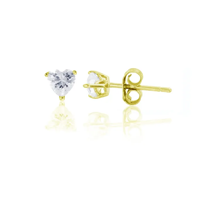 Earrings Sterling Silver Rhodium 4x4mm AAA Lavender Heart Solitaire Stud Silver Earrings Sterling Silver Rhodium 4x4mm AAA Lavender Heart Solitaire Stud Silver