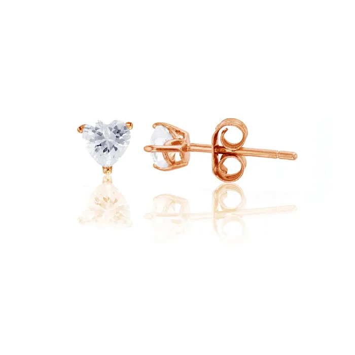 Earrings Sterling Silver Rhodium 4x4mm AAA Lavender Heart Solitaire Stud Silver Earrings Sterling Silver Rhodium 4x4mm AAA Lavender Heart Solitaire Stud Silver