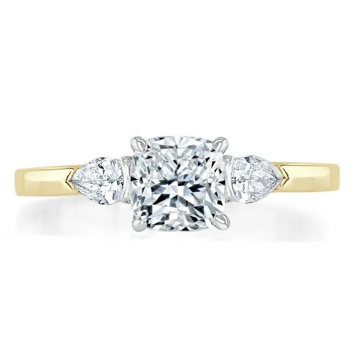 Flawless Moissanite Rings Cushion Cut Moissanite 3 Stone Engagement Ring