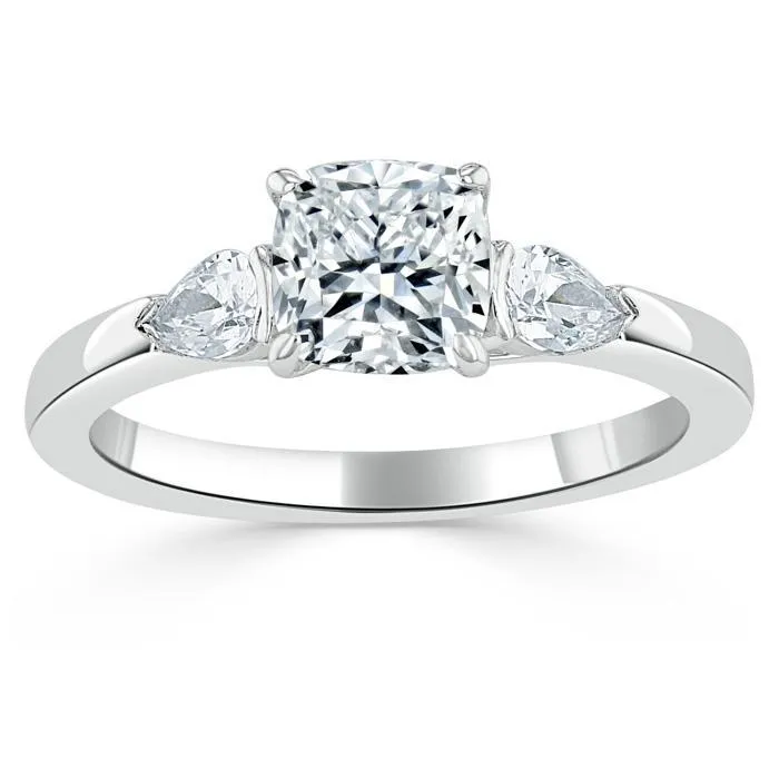 Flawless Moissanite Rings Cushion Cut Moissanite 3 Stone Engagement Ring Flawless Moissanite Rings Cushion Cut Moissanite 3 Stone Engagement Ring