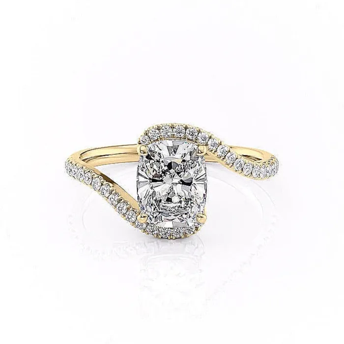 Flawless Moissanite Rings Elongated Cushion Cut Moissanite Twist Ring