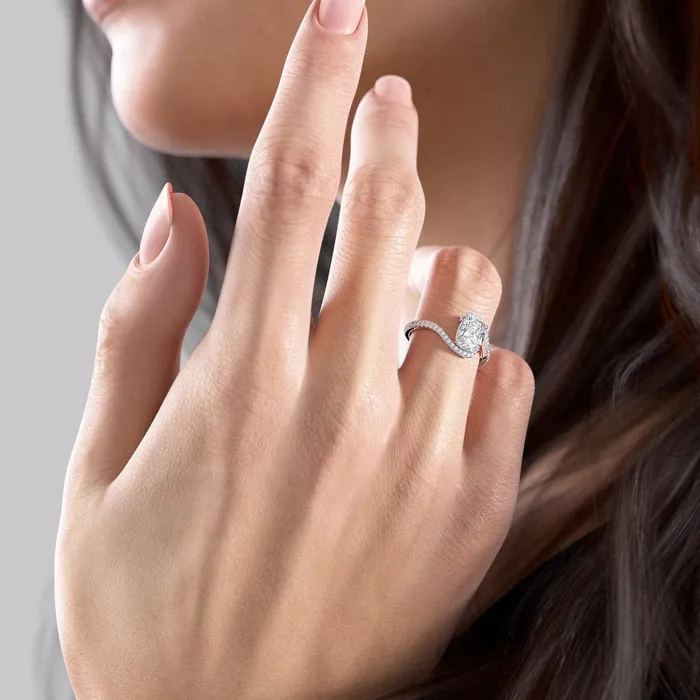 Flawless Moissanite Rings Elongated Cushion Cut Moissanite Twist Ring Flawless Moissanite Rings Elongated Cushion Cut Moissanite Twist Ring