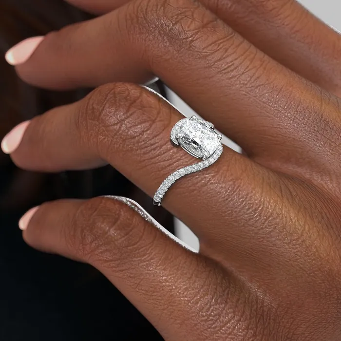 Flawless Moissanite Rings Elongated Cushion Cut Moissanite Twist Ring Flawless Moissanite Rings Elongated Cushion Cut Moissanite Twist Ring