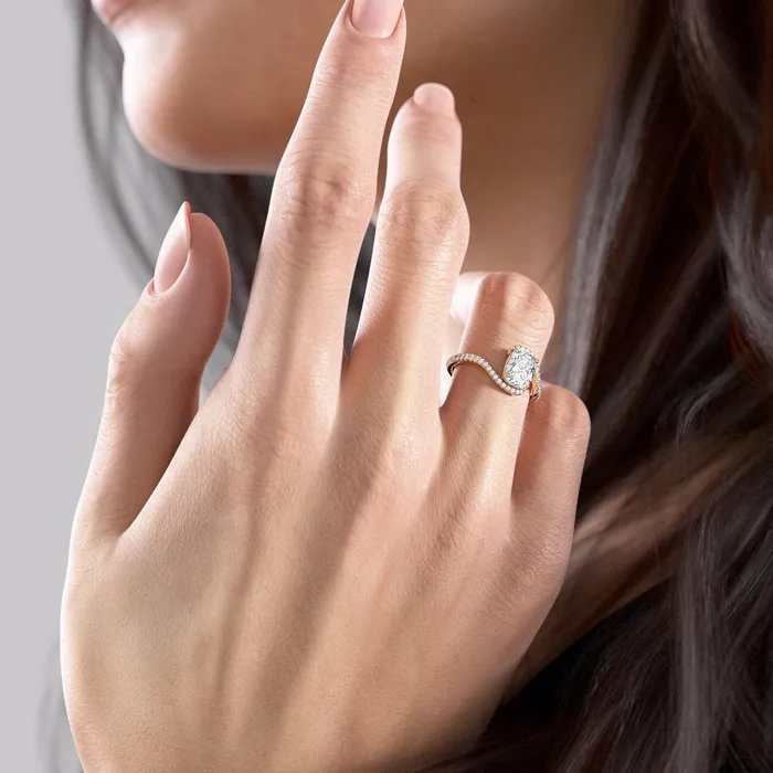 Flawless Moissanite Rings Elongated Cushion Cut Moissanite Twist Ring Flawless Moissanite Rings Elongated Cushion Cut Moissanite Twist Ring