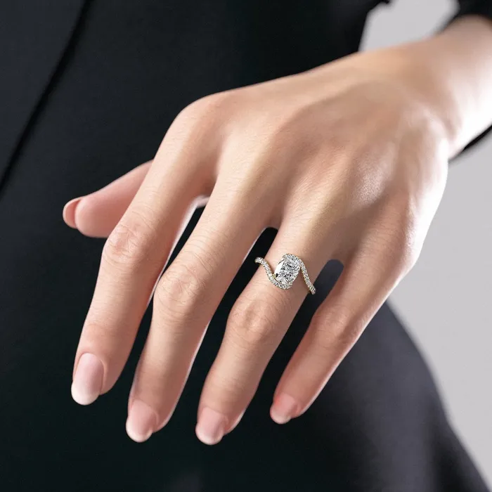 Flawless Moissanite Rings Elongated Cushion Cut Moissanite Twist Ring Flawless Moissanite Rings Elongated Cushion Cut Moissanite Twist Ring