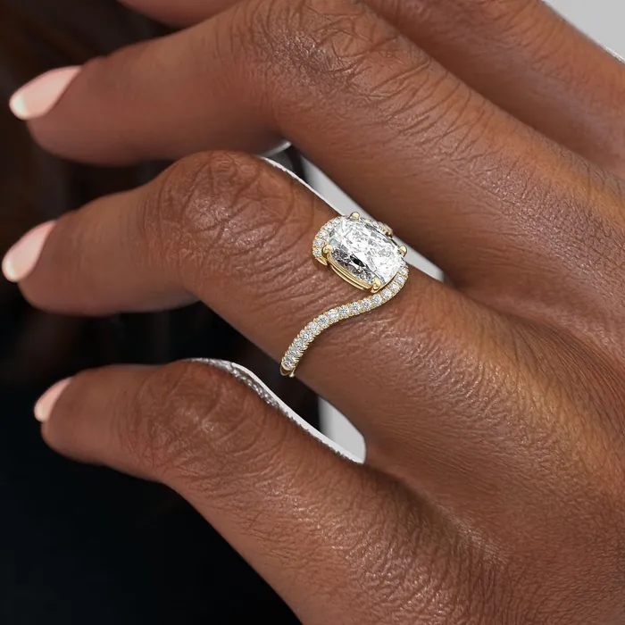 Flawless Moissanite Rings Elongated Cushion Cut Moissanite Twist Ring Flawless Moissanite Rings Elongated Cushion Cut Moissanite Twist Ring