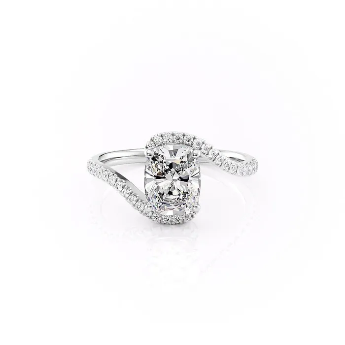 Flawless Moissanite Rings Elongated Cushion Cut Moissanite Twist Ring Flawless Moissanite Rings Elongated Cushion Cut Moissanite Twist Ring