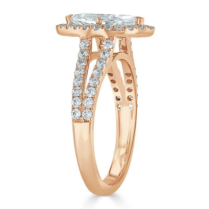 Flawless Moissanite Rings Marquise Cut Moissanite Halo Engagement Ring Tiffany Style