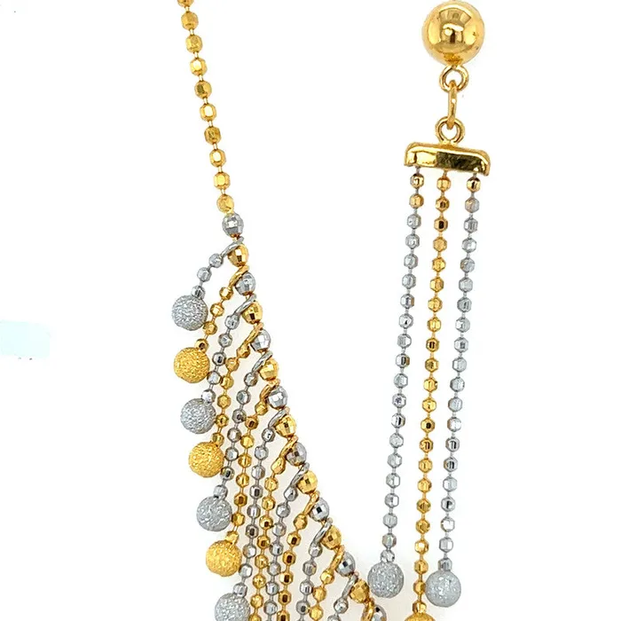 Gold Palace 22K Gold Two Tone Dangling Fringe Necklace and Earring Set Earrings