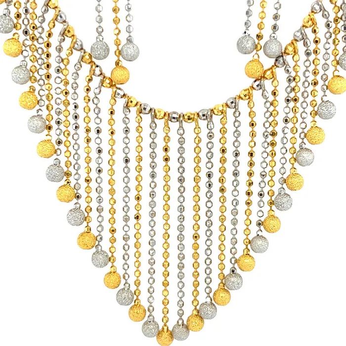 Gold Palace 22K Gold Two Tone Dangling Fringe Necklace and Earring Set Earrings