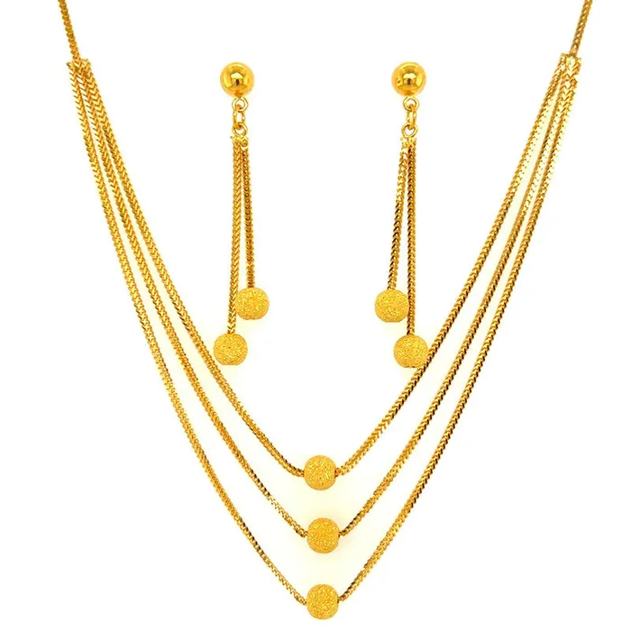 Gold Palace Earrings 22K Gold Multi Finish Necklace and Earring Set