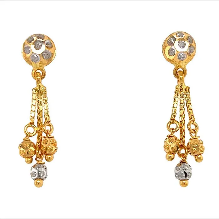 Gold Palace Earrings 22K Gold Two Tone Screwback Dangle Earrings