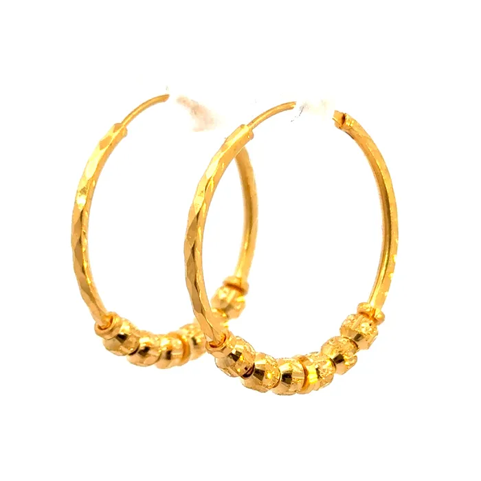 Gold Palace Earrings 22k Yellow Gold Hoop Earrings with gold weight of 457g