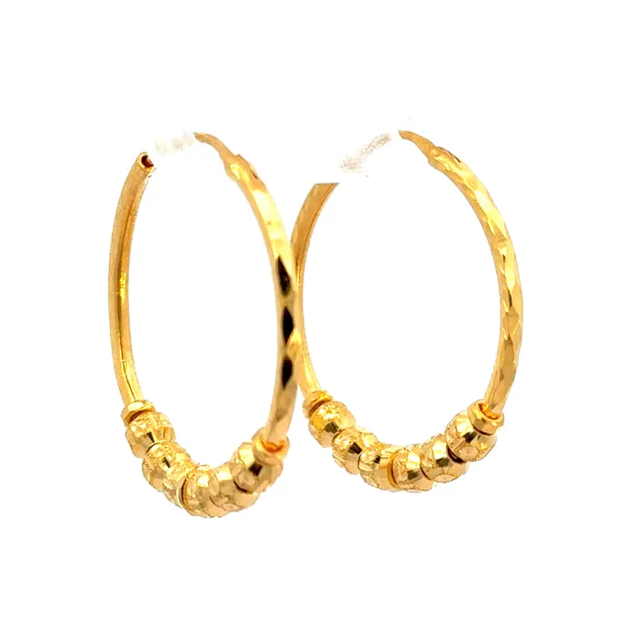 Gold Palace Earrings 22k Yellow Gold Hoop Earrings with gold weight of 457g