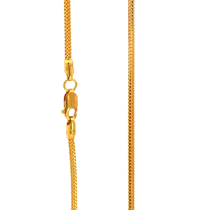 Gold Palace Necklaces 22k Yellow Gold Dainty Fox Chain measuring 18mm width x 24 inch length