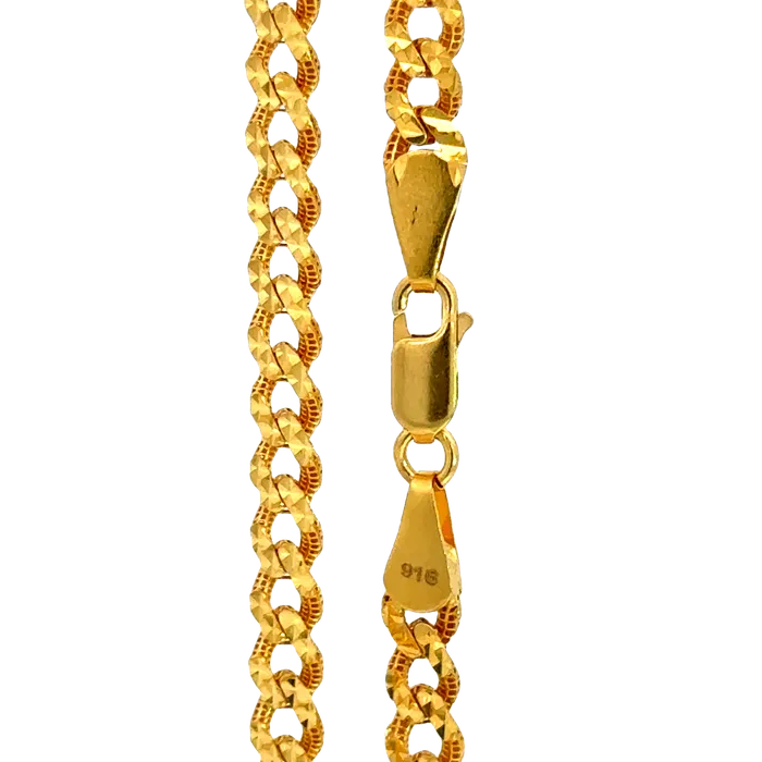 Gold Palace Necklaces 22k Yellow Gold Diamond Cut Cuban Link Chain measuring 7mm width x 24 inch length