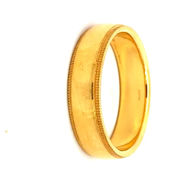 Gold Palace Rings 22k Yellow Gold Traditonal Wedding Band Ring measuring 9 x 6mm thickness