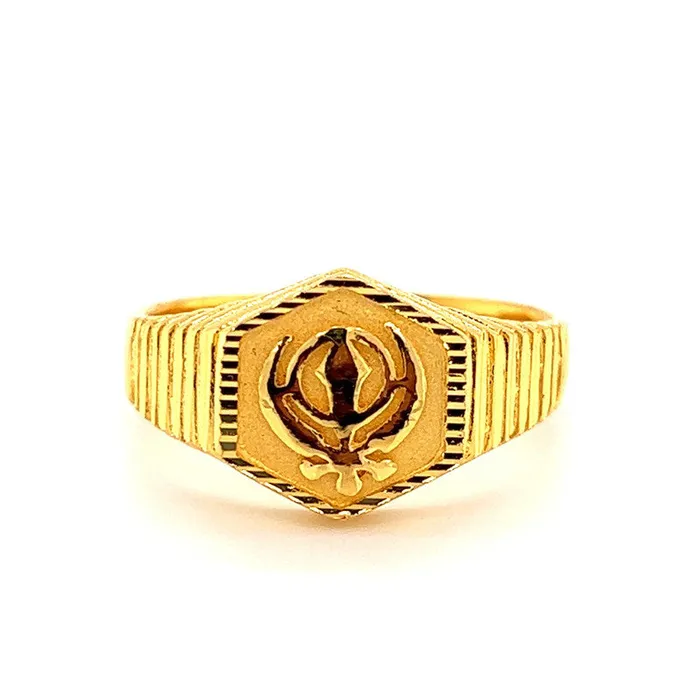 Gold Palace Rings Mens 22K Gold Sikh Khanda Ring