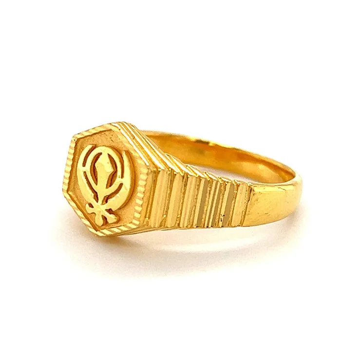 Gold Palace Rings Mens 22K Gold Sikh Khanda Ring