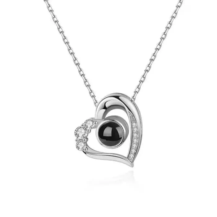 Hidden Forever Custom Heart Mini Zircon Hidden Photo Necklace Necklaces