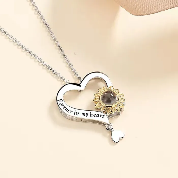 Hidden Forever Necklaces Custom Heart of Sunlight Hidden Photo Necklace