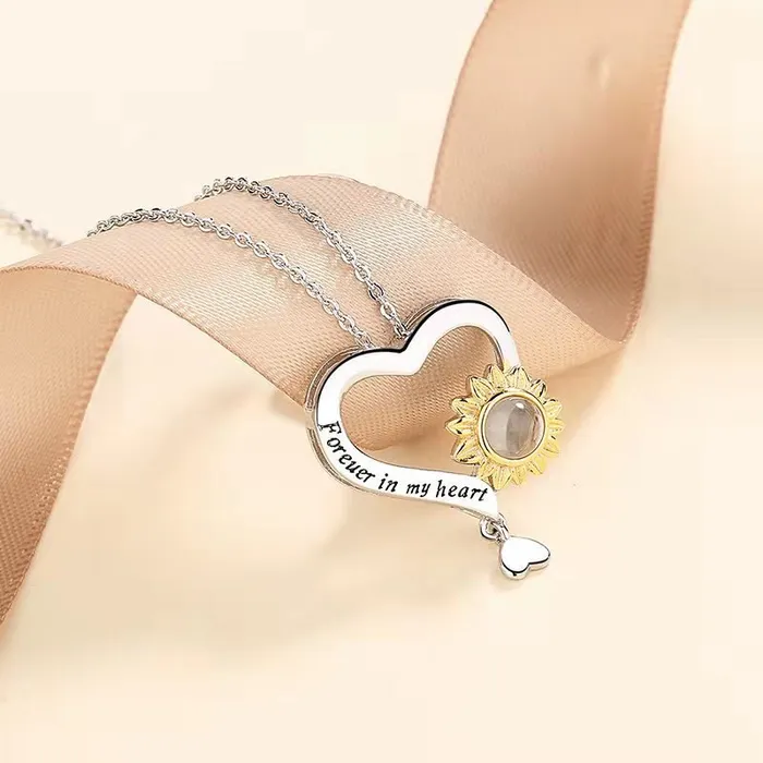 Hidden Forever Necklaces Custom Heart of Sunlight Hidden Photo Necklace