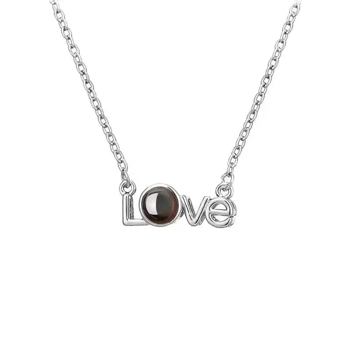 Hidden Forever Necklaces Custom LOVE Style Zircon Hidden Photo Necklace