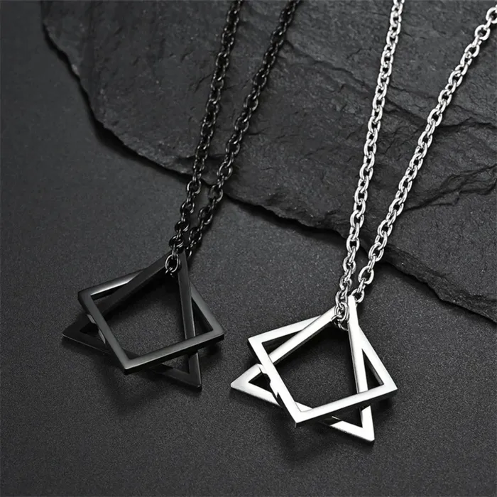 Hidden Forever Necklaces Geometric Triangle Square Pendant Necklace