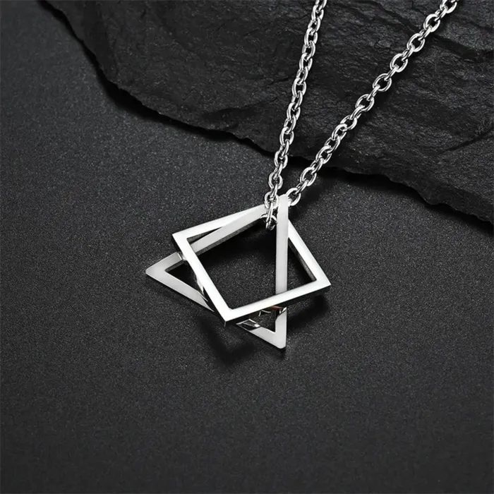 Hidden Forever Necklaces Geometric Triangle Square Pendant Necklace