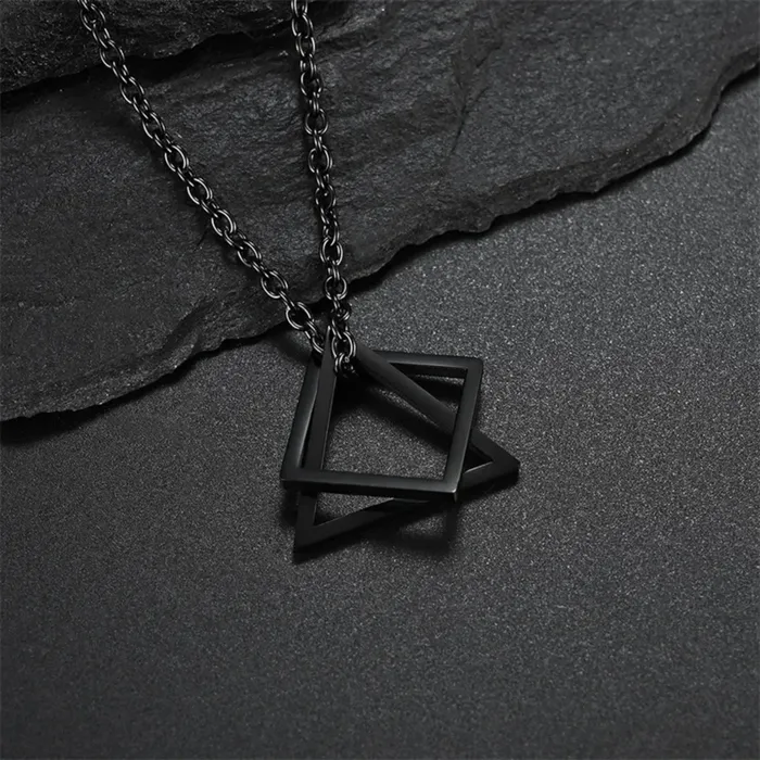 Hidden Forever Necklaces Geometric Triangle Square Pendant Necklace
