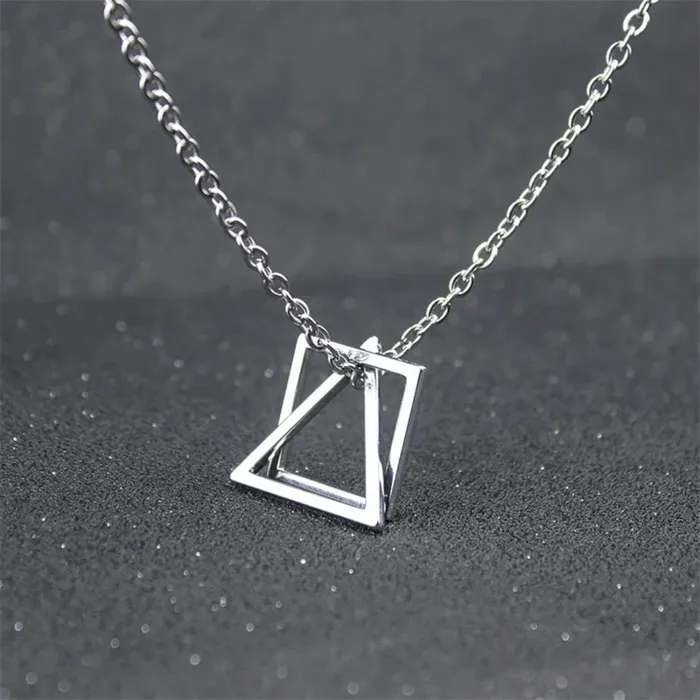 Hidden Forever Necklaces Geometric Triangle Square Pendant Necklace