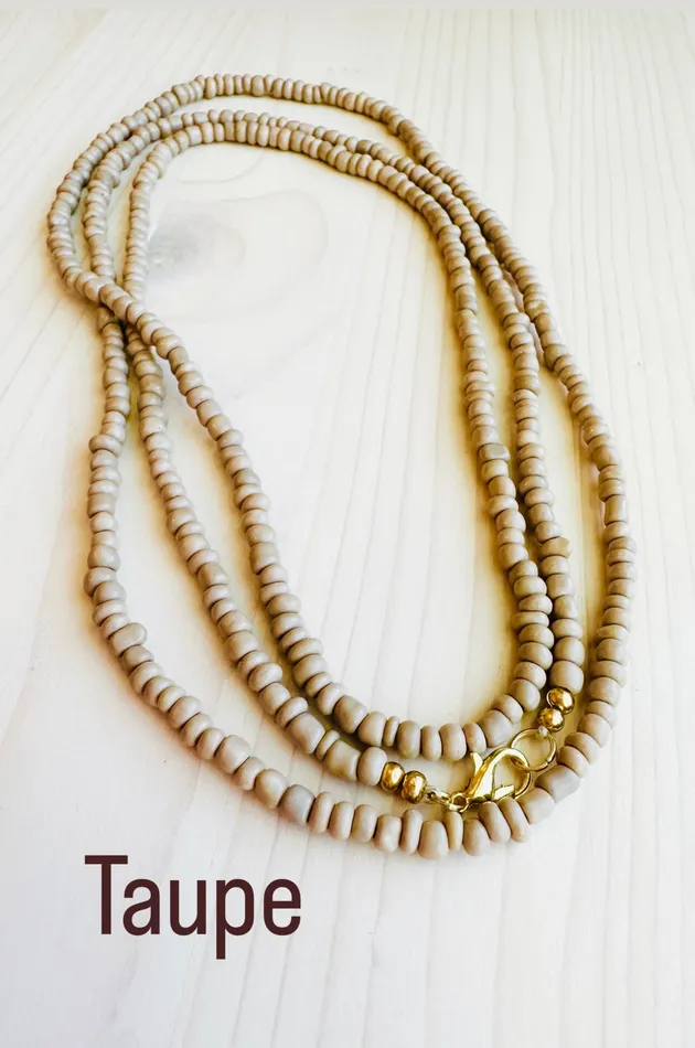 House of Sanchez Beaded Wrap NecklaceBracelet Taupe Bracelets