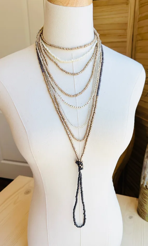 House of Sanchez Beaded Wrap NecklaceBracelet Taupe Bracelets