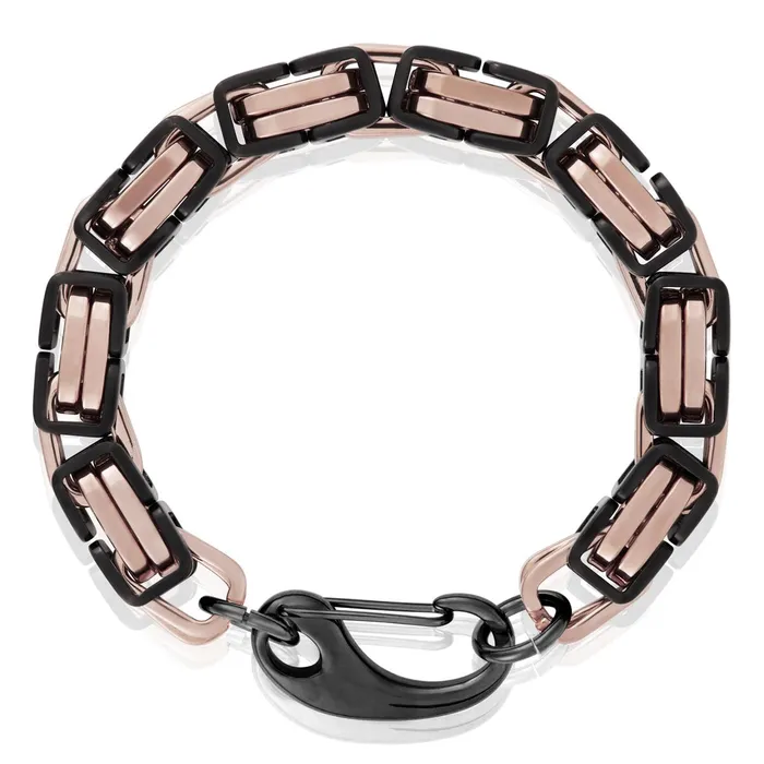 Invicta Jewelry Bracelets Crucible BlackRose Gold Byzantine Chain Bracelet 11mm Wide