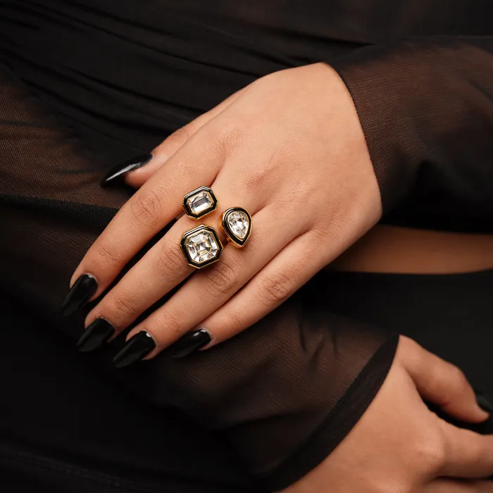 Isharya Modern Indian Jewelry Rings Bougie MultiCrystal Ring