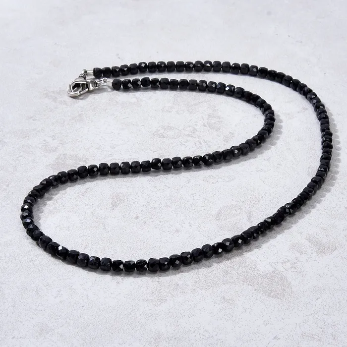 KALIFANO Bracelets 4mm Black Tourmaline Faceted Cube 21 Necklace Multi wrap Bracelet KALIFANO Bracelets 4mm Black Tourmaline Faceted Cube 21 Necklace Multi wrap Bracelet